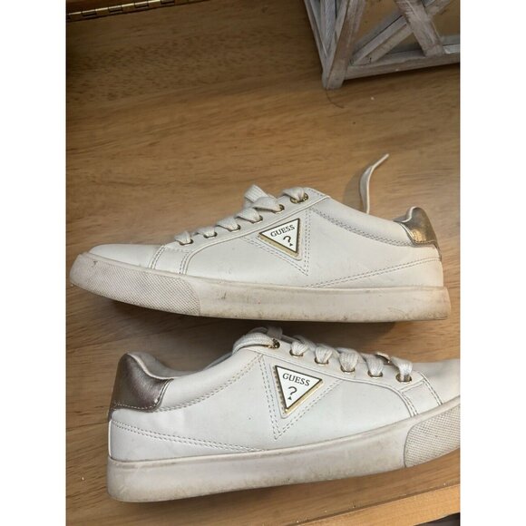 GUESS GAIA Lace-Up Casual Low Top Sneakers Women's Size 7 M White/Gold - Picture 3 of 5
